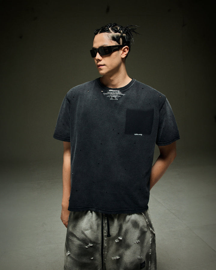 Fade out fake pocket tee black