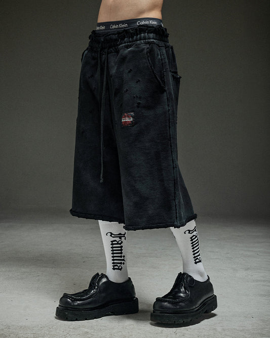Washed destroyed bermuda P dusty black