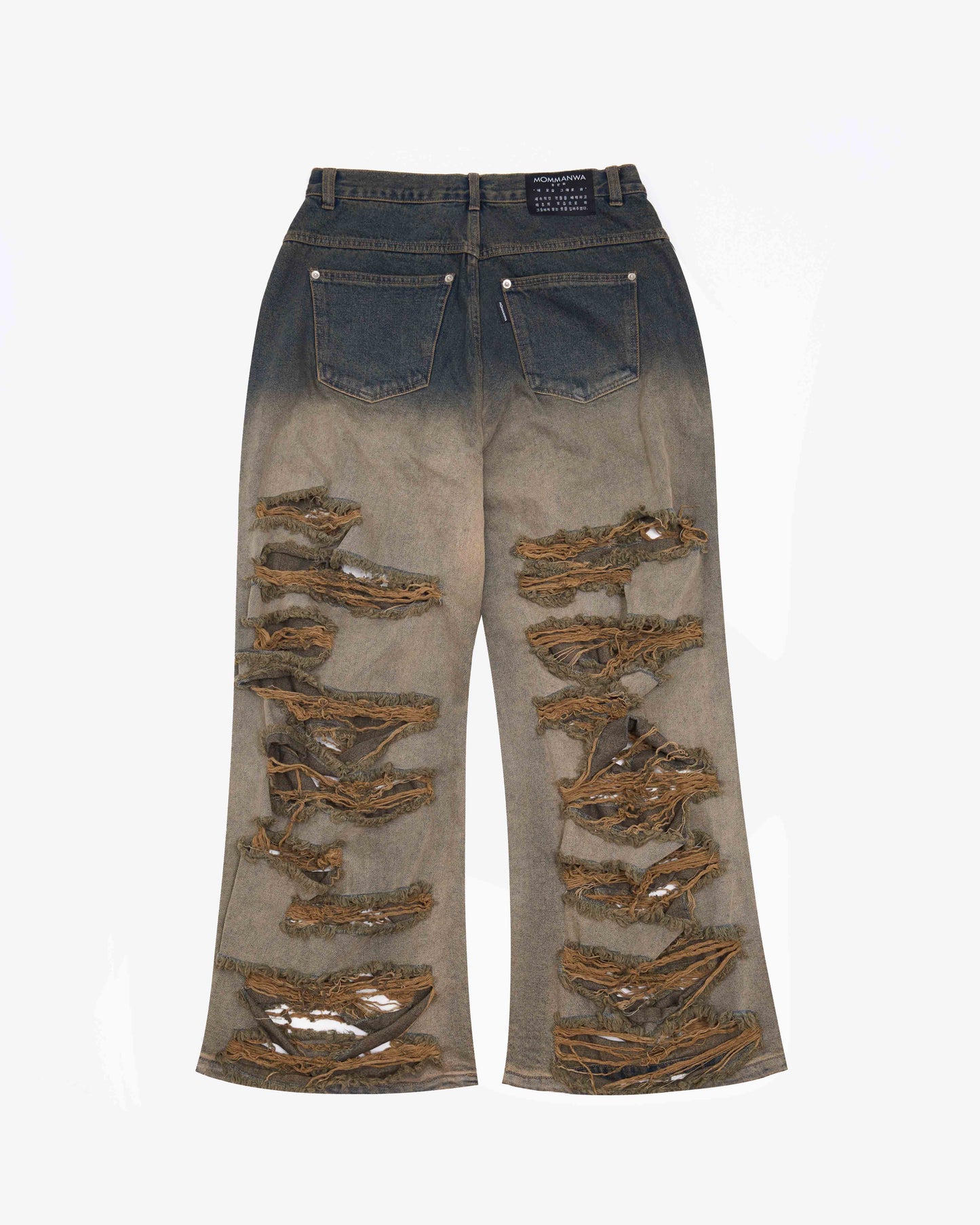 【MOMMANWA モンマンワ】DESTROYED DENIM PANTS (BLUE)