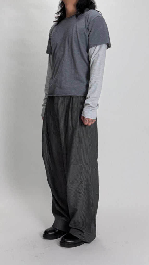 Pinstripe Wide Dart Slacks