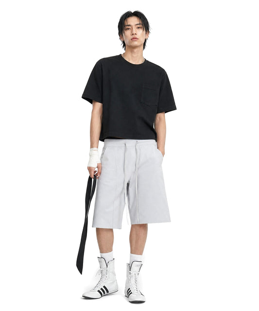 【C Wear シーウエア】Pocket Men's Crop T-Shirt Black