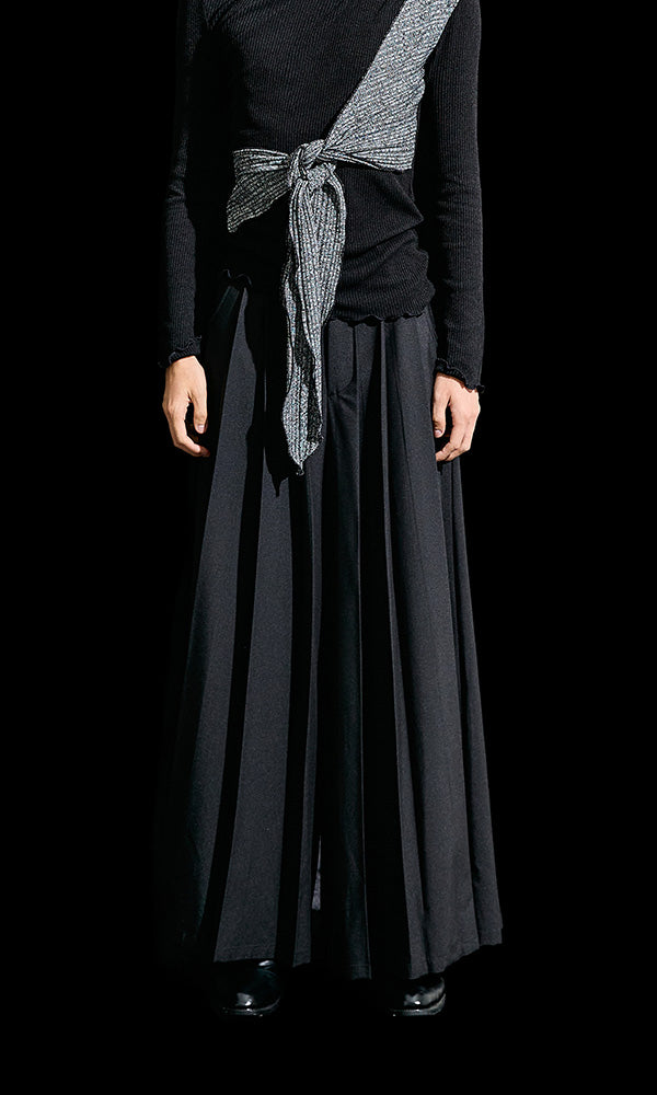 Reculer Wide Pleated Pants Black | Korea Mode WooStore