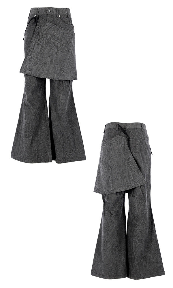 【Reculer レキュリー】Wrinkle Skirt pants Charcoal