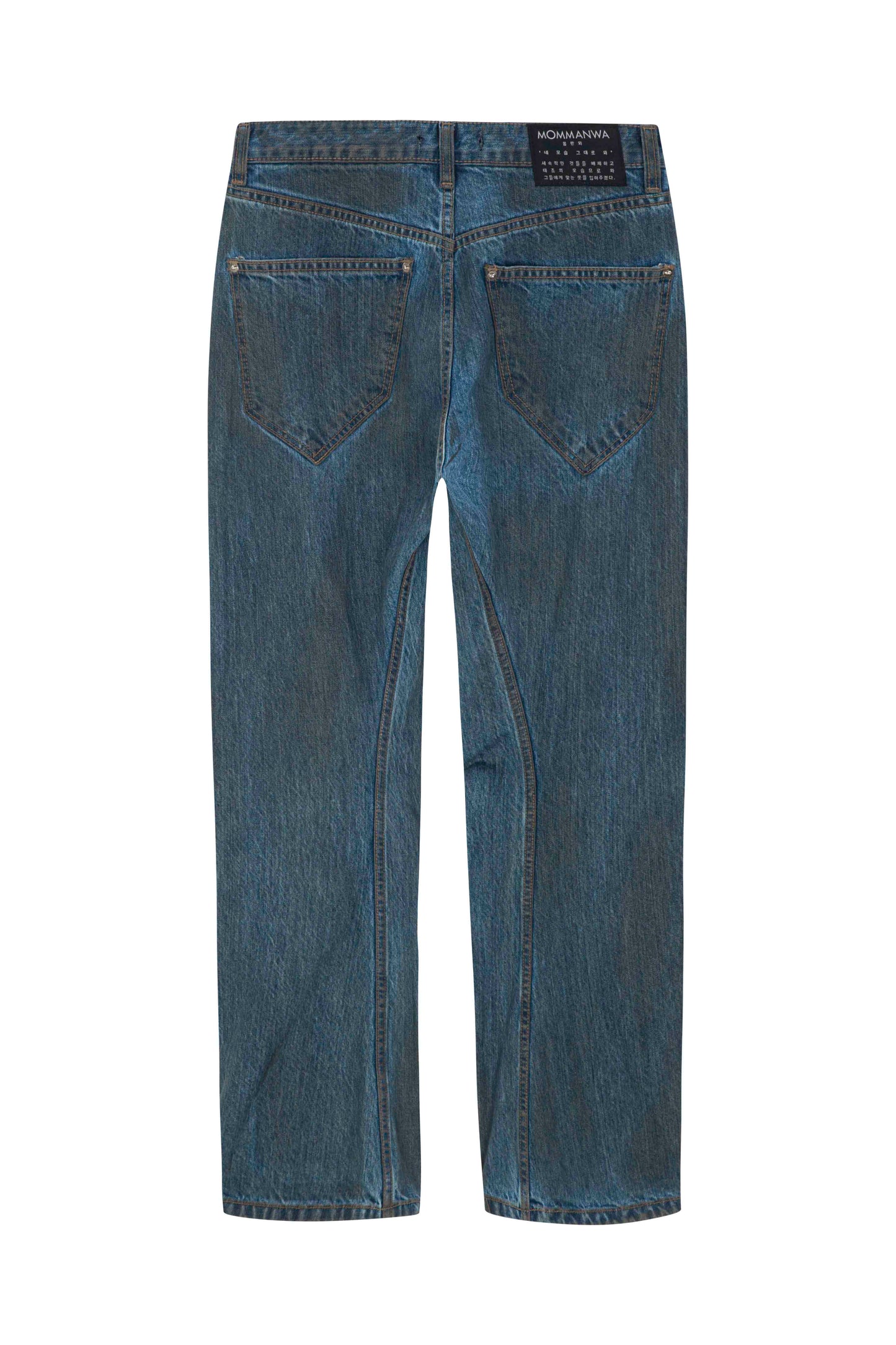 【MOMMANWA モンマンワ】CURVED ZIPPER DENIM PANTS (FOR UNISEX)