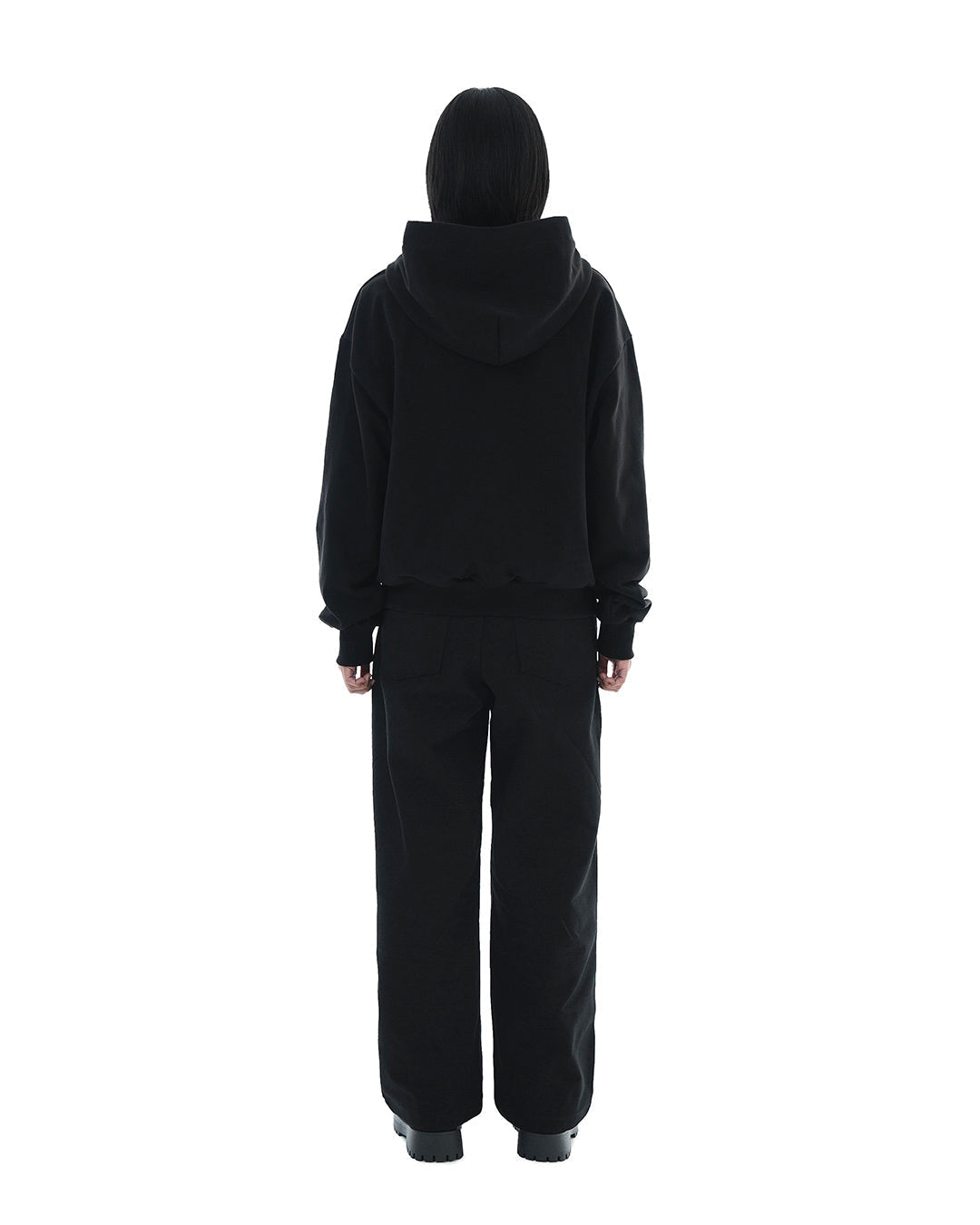 Trinity Flower Crop Hoodie Zip-up_Black