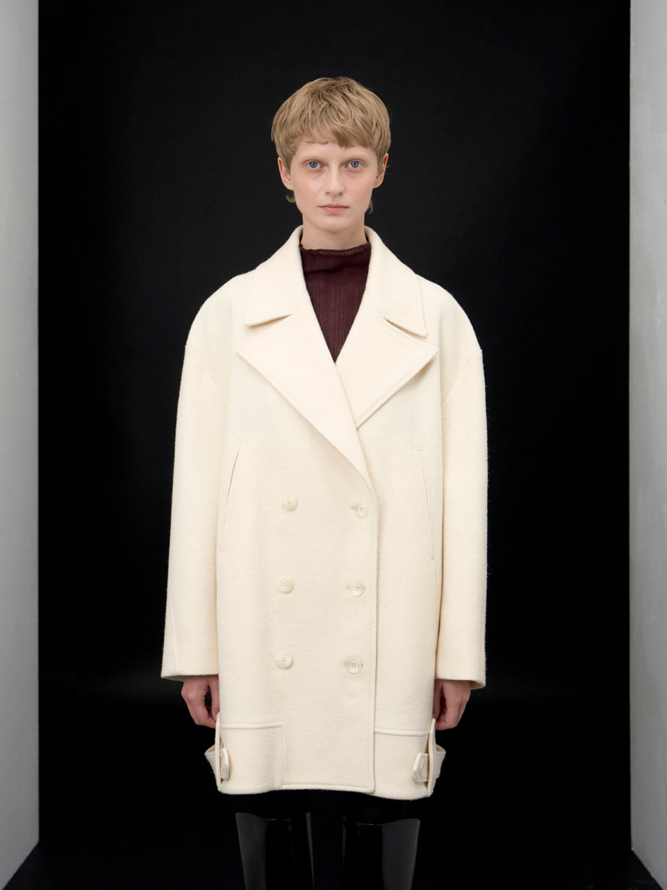 【ARIK. アリク AW】Anser boucle oversized pea coat Rice