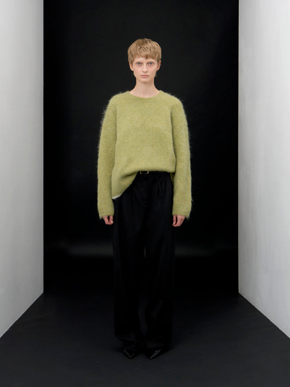 【ARIK. アリク AW】Shaula boxy alpaca knit jumper Moss Green