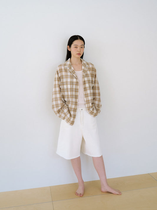 Cutoff Denim Shorts - Ivory