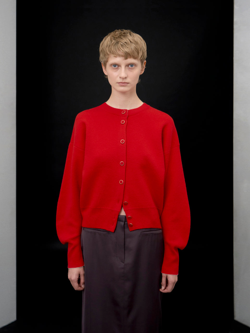 【ARIK. アリク AW】Asellus volume sleeve knit cardigan Red