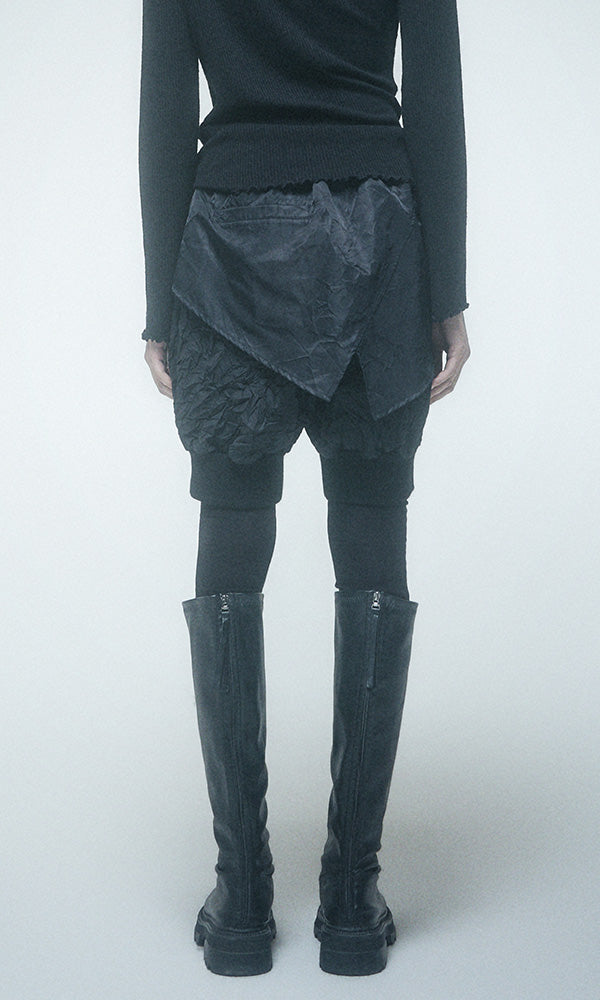 【Reculer レキュリー】Unbalanced leggings baggy pants Black