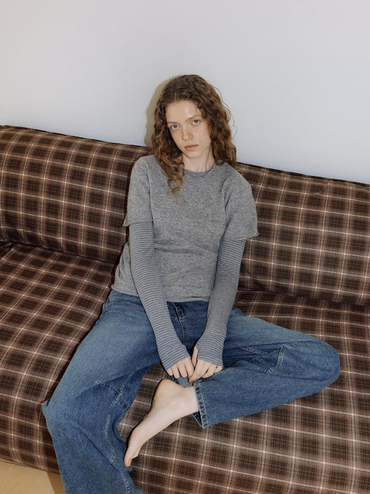 Rib Stripe Long Sleeve - Gray 2