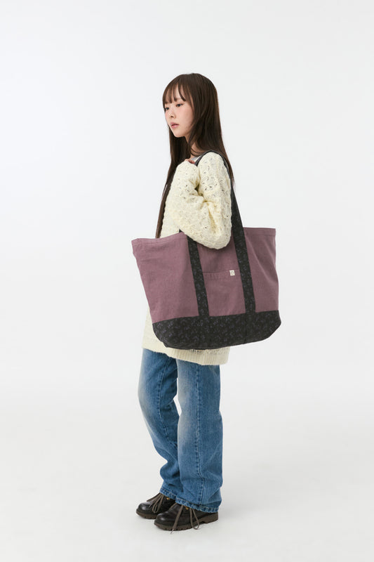 VINTAGE FLORAL TOTE BAG, BLUE