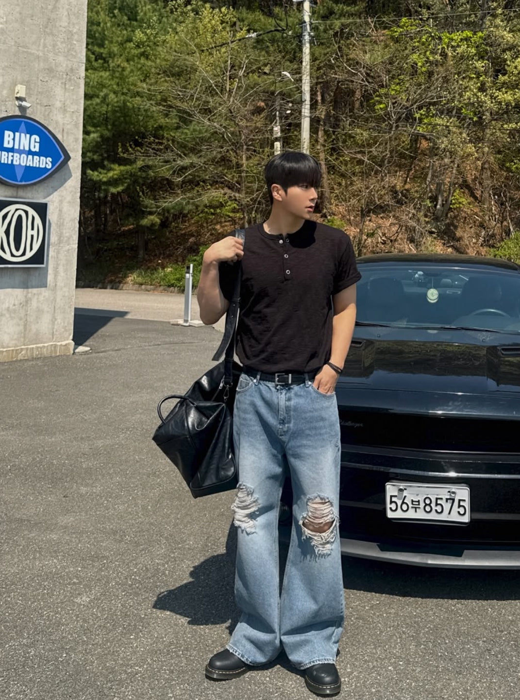 Fine Stripe Henley T-Shirt