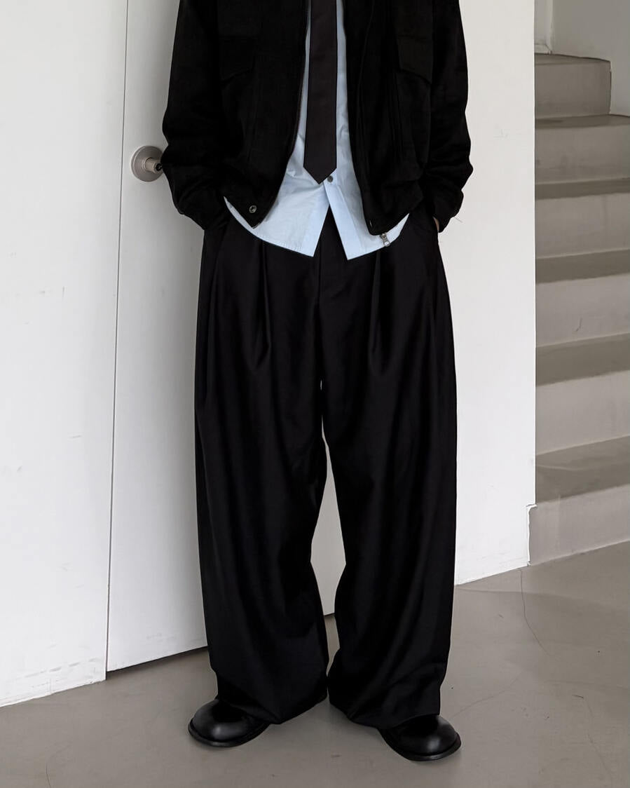 パンツ black two tuck slacks Auralee Light Wool Max Gabardine Two-Tuck Slacks Top Black
