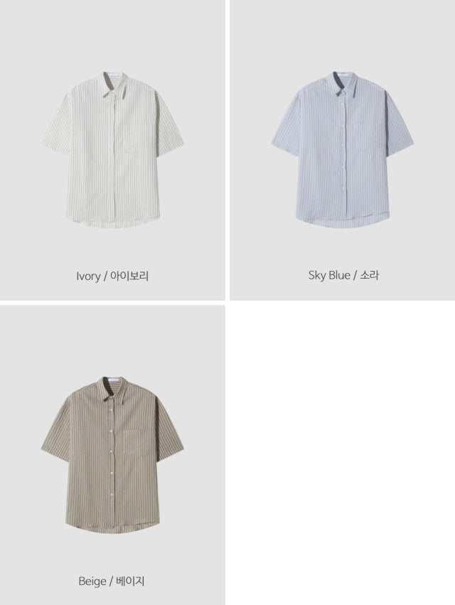 Airy Stripe Half Shirt