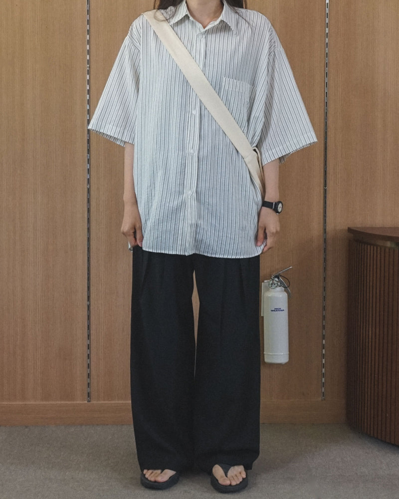 Soft Stripe Relax Half Shirt