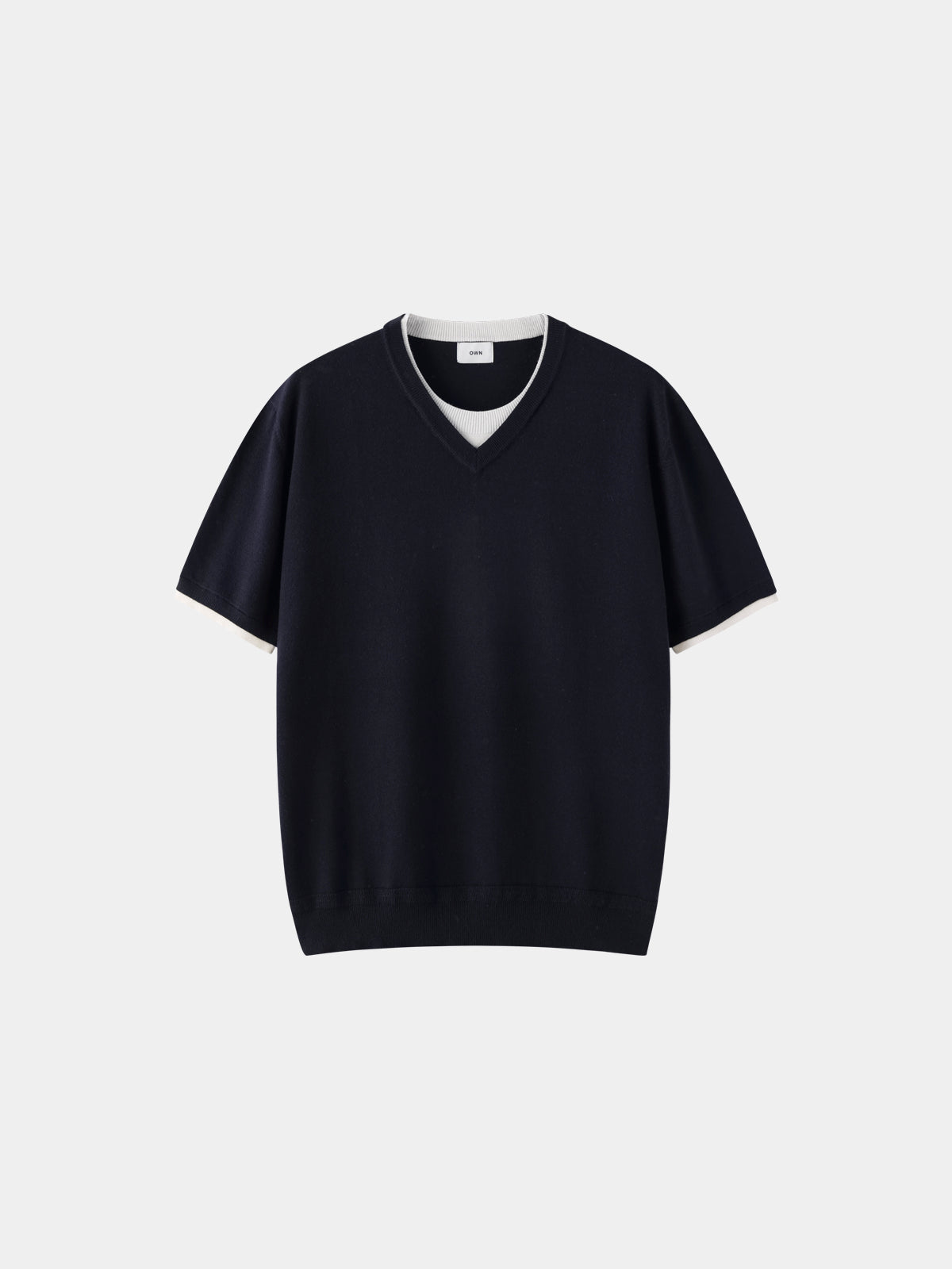 Layered V-Neck Knit Tee