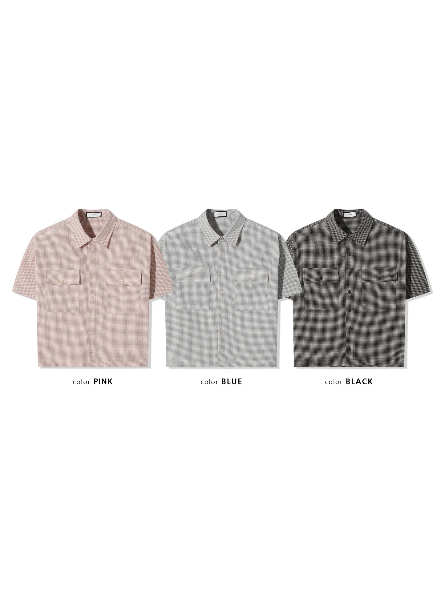 Micro Check Utility Half Shirt