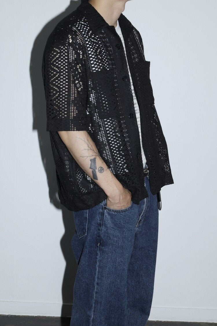 Vintage Crochet Short Sleeve Shirt