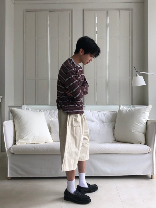 A Stripe Ringer Long Sleeve Brown side