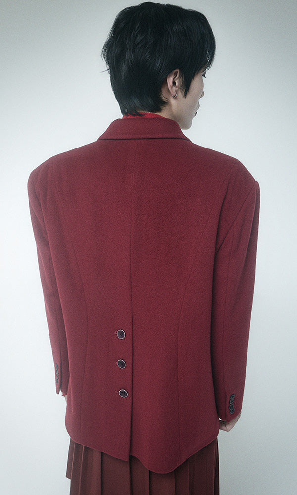 【Reculer レキュリー】Back button single jacket Burgundy