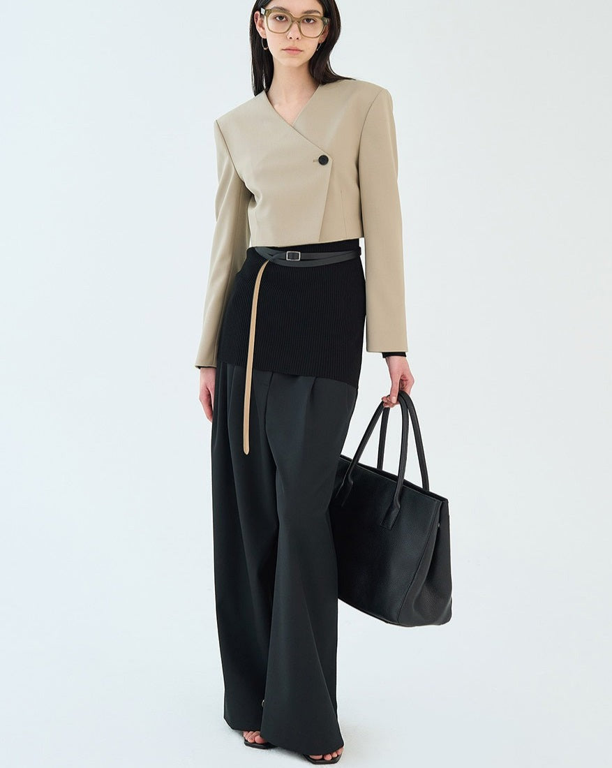 BLOSSOM H COMPANY] LAN COLLARLESS SHORT JACKET LAN No-collar short 