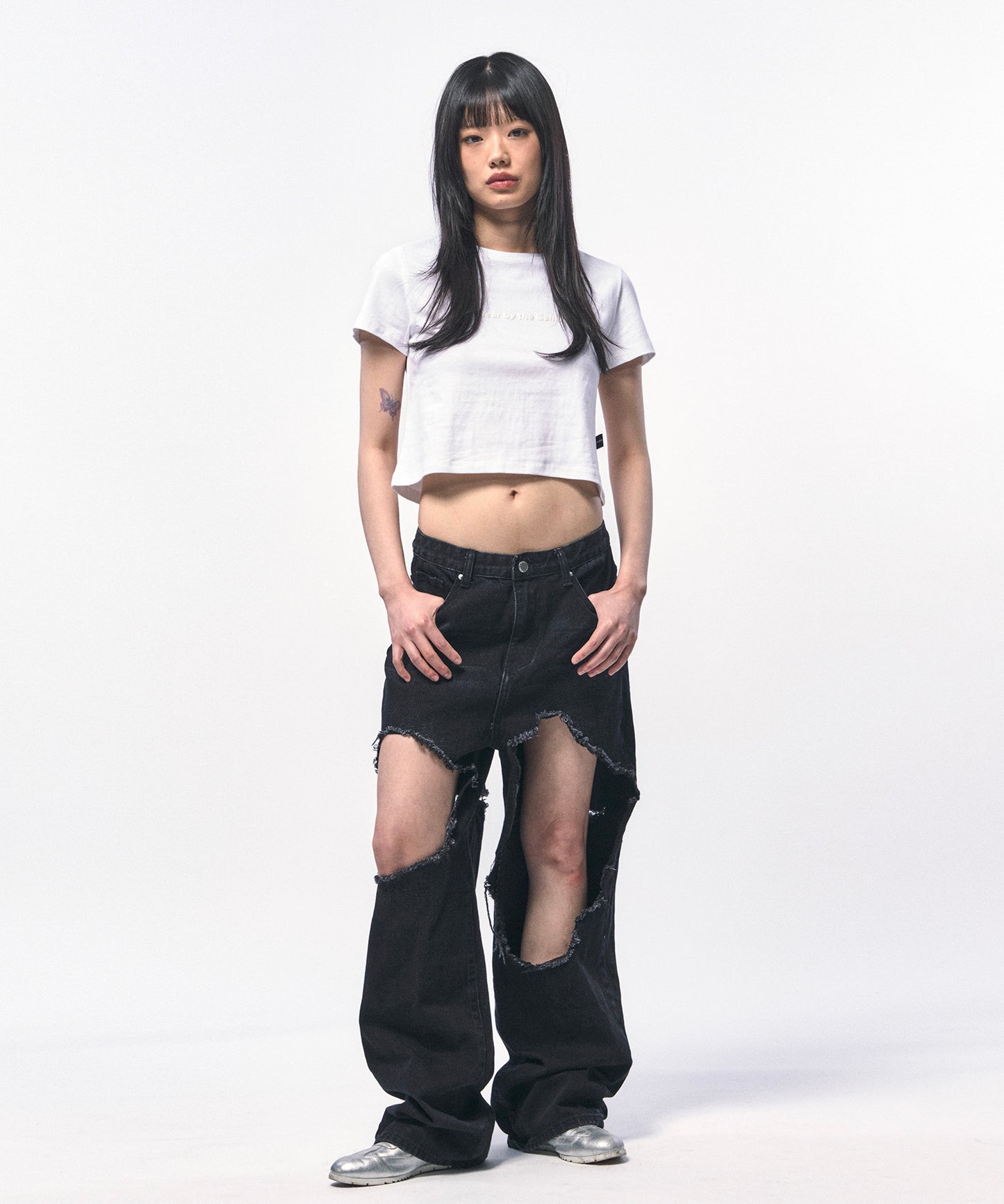 c wear crop t shirt white 韓国モード デザイン