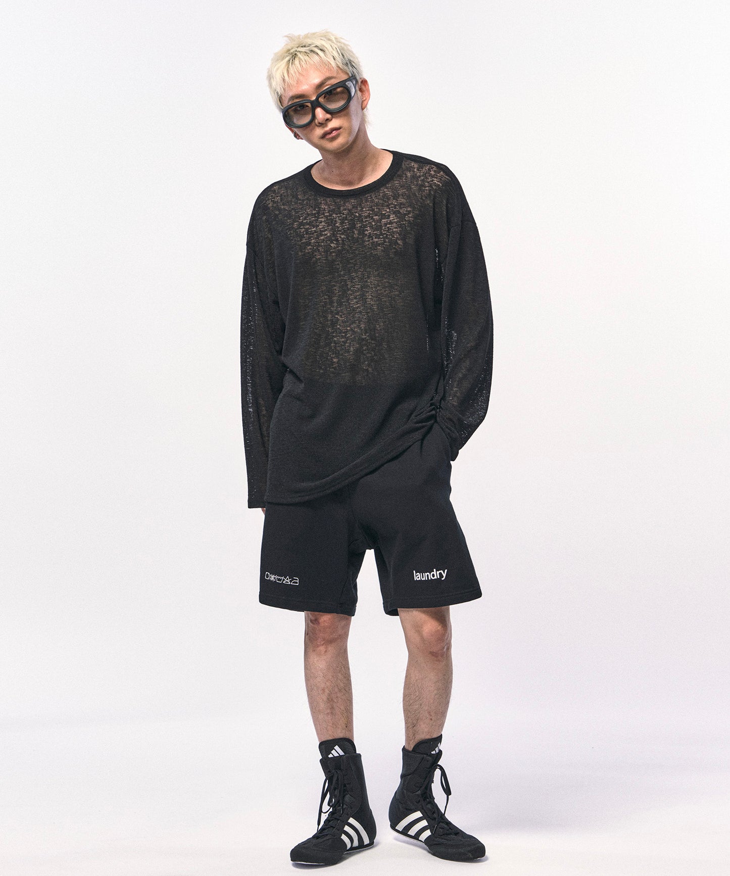 c wear see through long sleeve t shirt black シアートップス ディテール 03