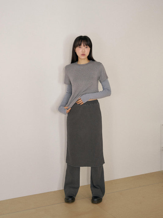 Pigment Rib Skirt - Charcoal 2