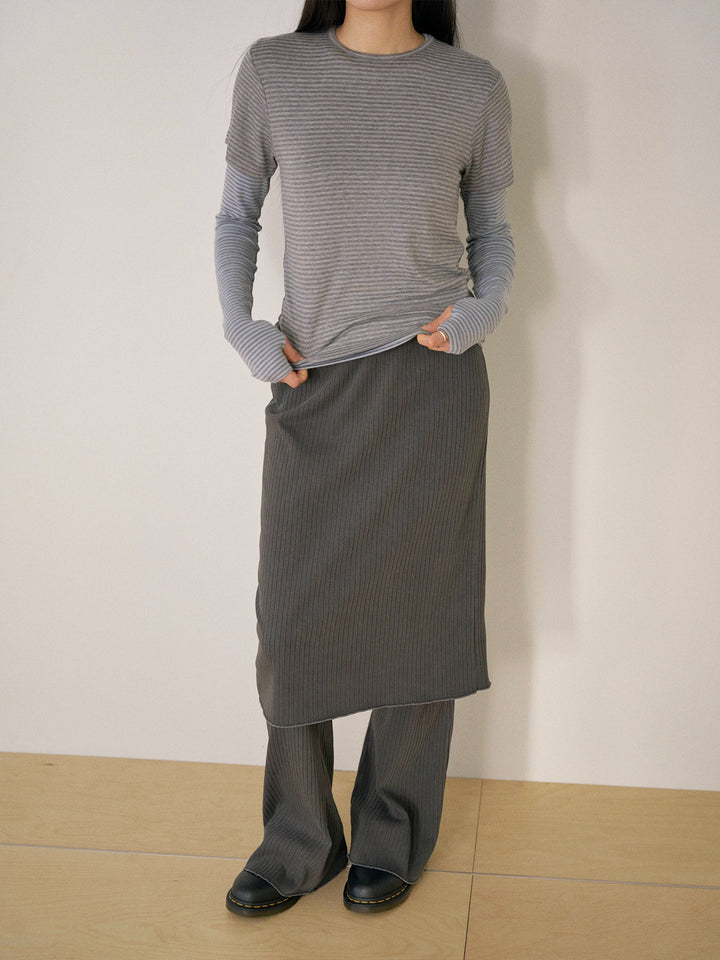 【MARAN】Pigment Rib Skirt - Charcoal