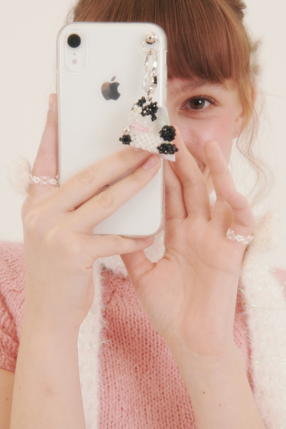 Spotted Cat Key Ring -Black