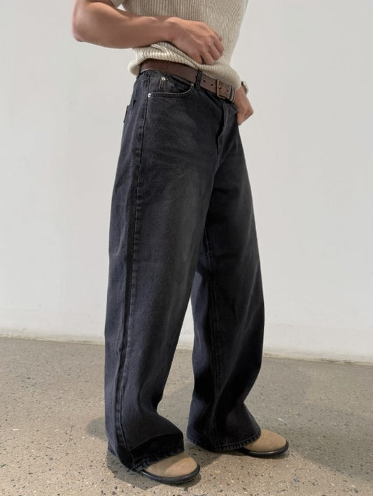 Cat Brush Wide Denim Pants BLACK 着用1