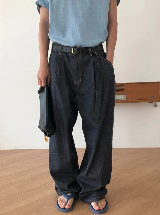 One Tuck Raw Denim Pants