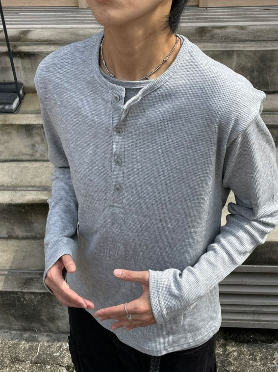 トップス museum of daily layered henry neck sweat Layered Henry neck T-shirt – WooStore