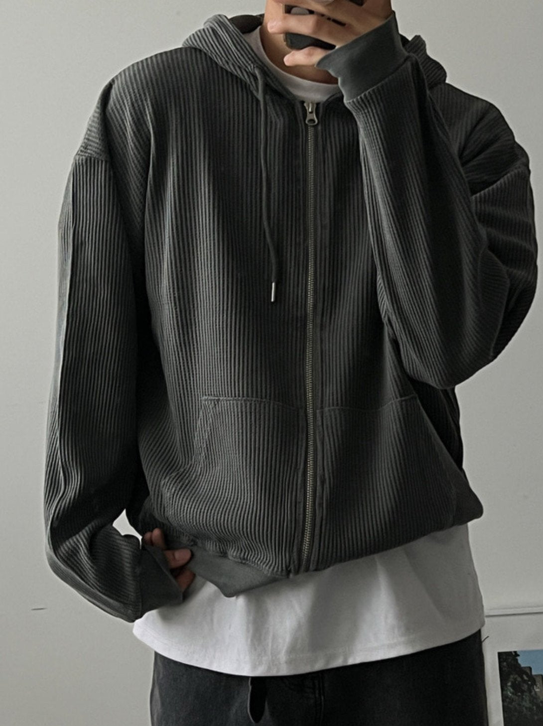 Waffle Hood Zipup – WooStore