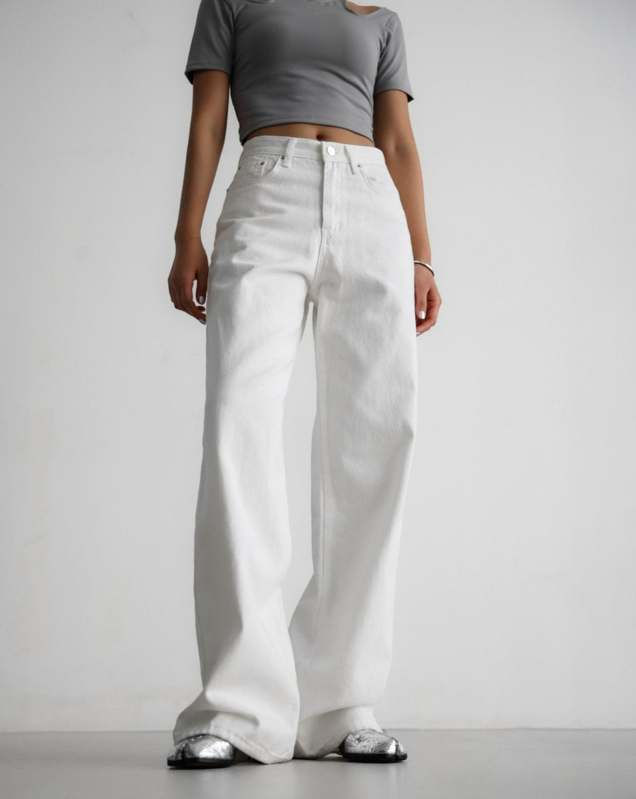 PAPERMOON Ladys レディース】SS High Rise Wide Leg White Denim