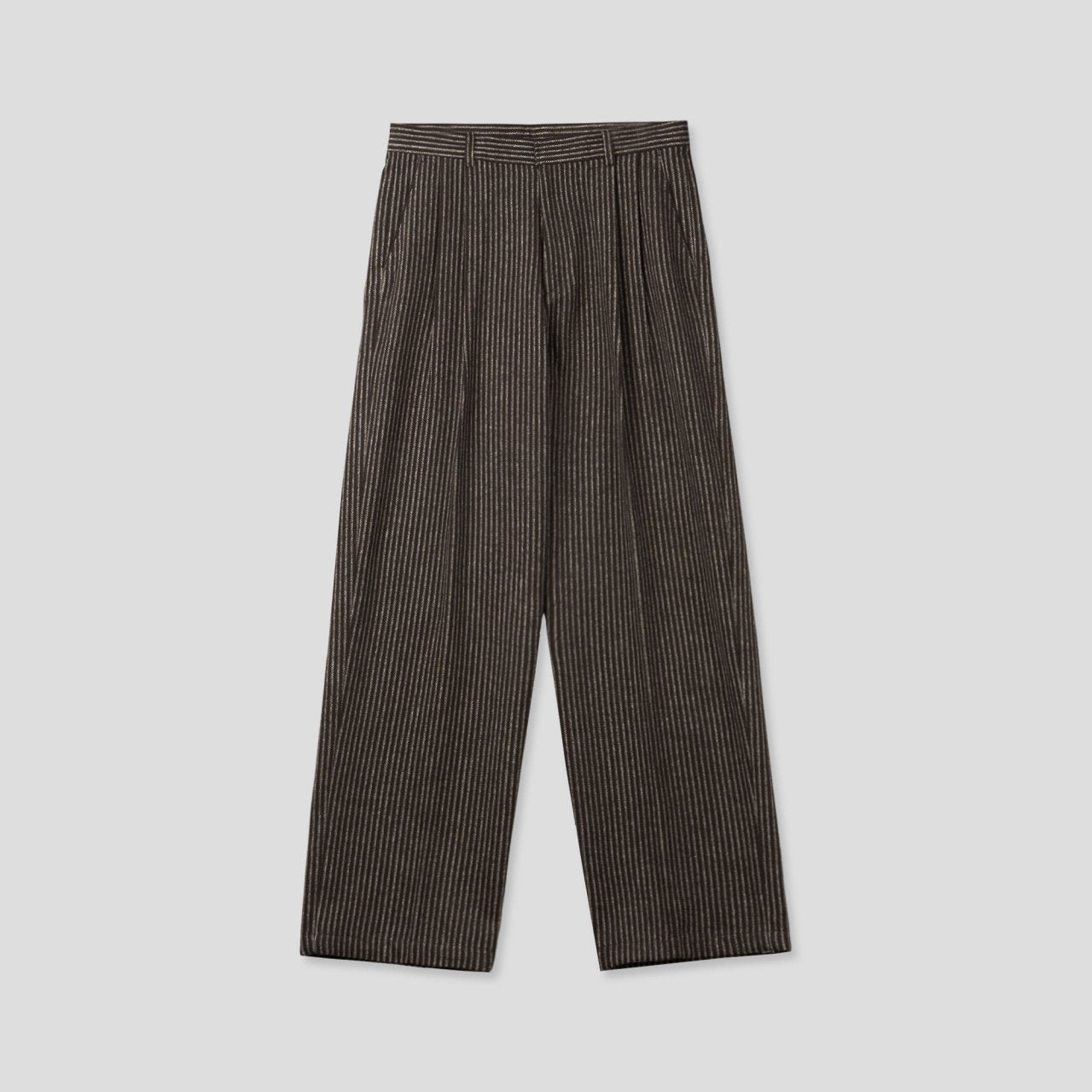 Winter Stripe Two-Tuck Wool Slacks