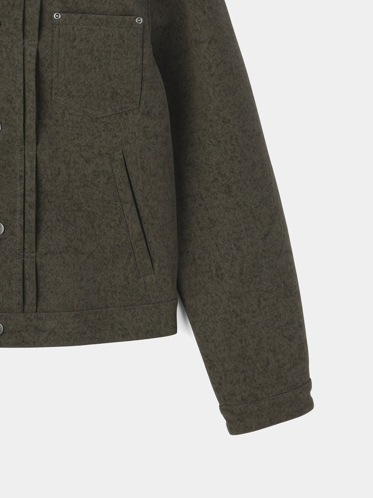 Moss Rivet Leather Trucker Jacket