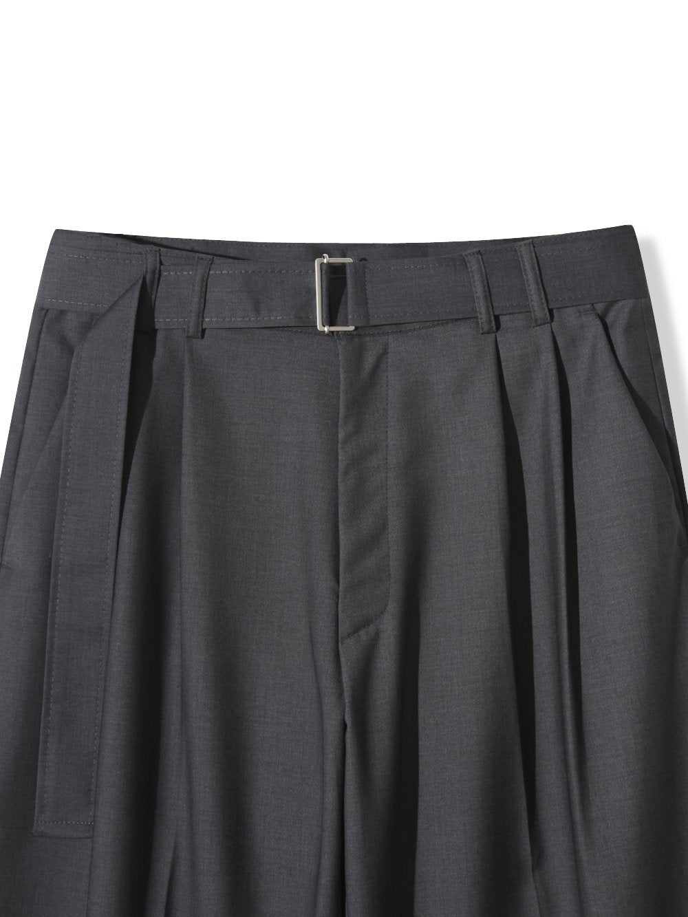Wide Belted Pleat Slacks