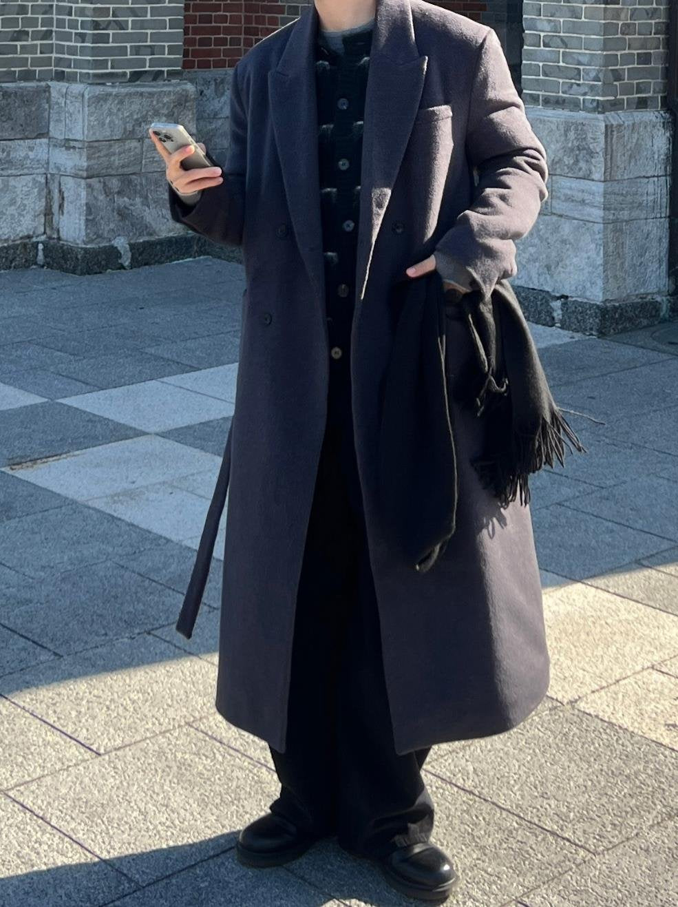 Belted Double Long Coat – WooStore