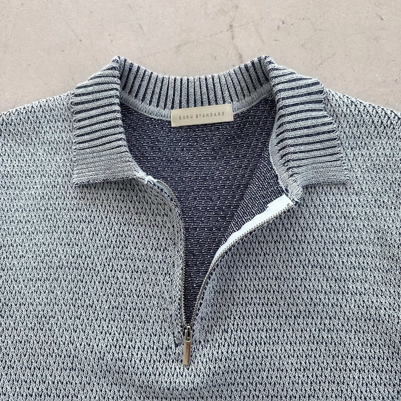Two-Tone Zip Collar Knit Polo