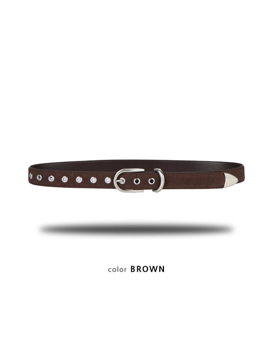 JackPot Suede Eyelet Belt BROWN 1