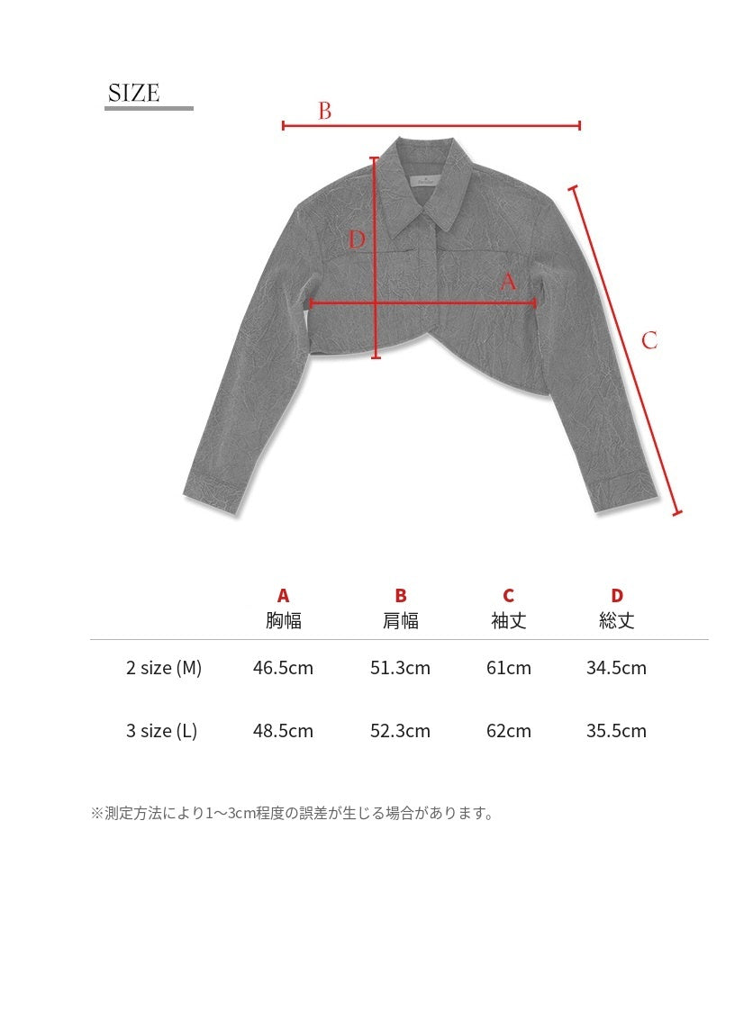 【Reculer レキュリー】Wrinkle R-crop shirts Burgundy