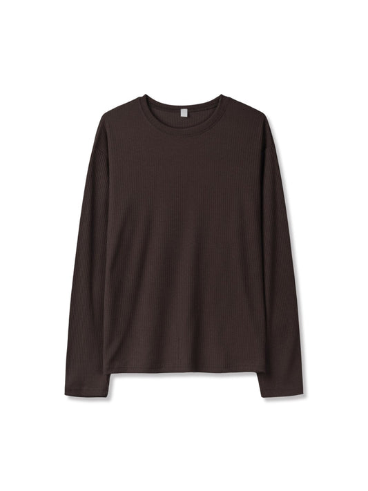 MAGNOLIA Daily Ribbed Long Sleeve Tee(WHITE, BROWN, GRAY, CHARCOAL, BLACK) 商品画像6/10