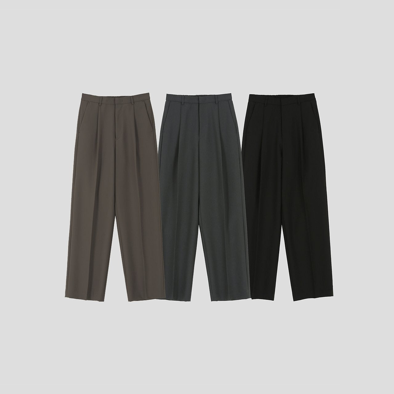 ワイドタックスラックス(BLACK/MOCHA/GRAYISH BLUE)｜MAGNOLIA 韓国