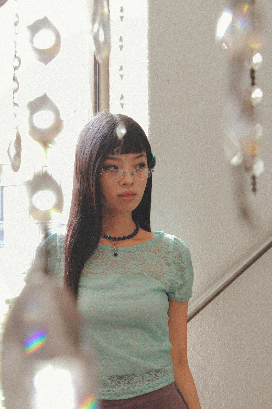 MIAE 紅煙 スリョノク ネックレス ブルー|韓国ミニマルファッション アクセサリー レディース