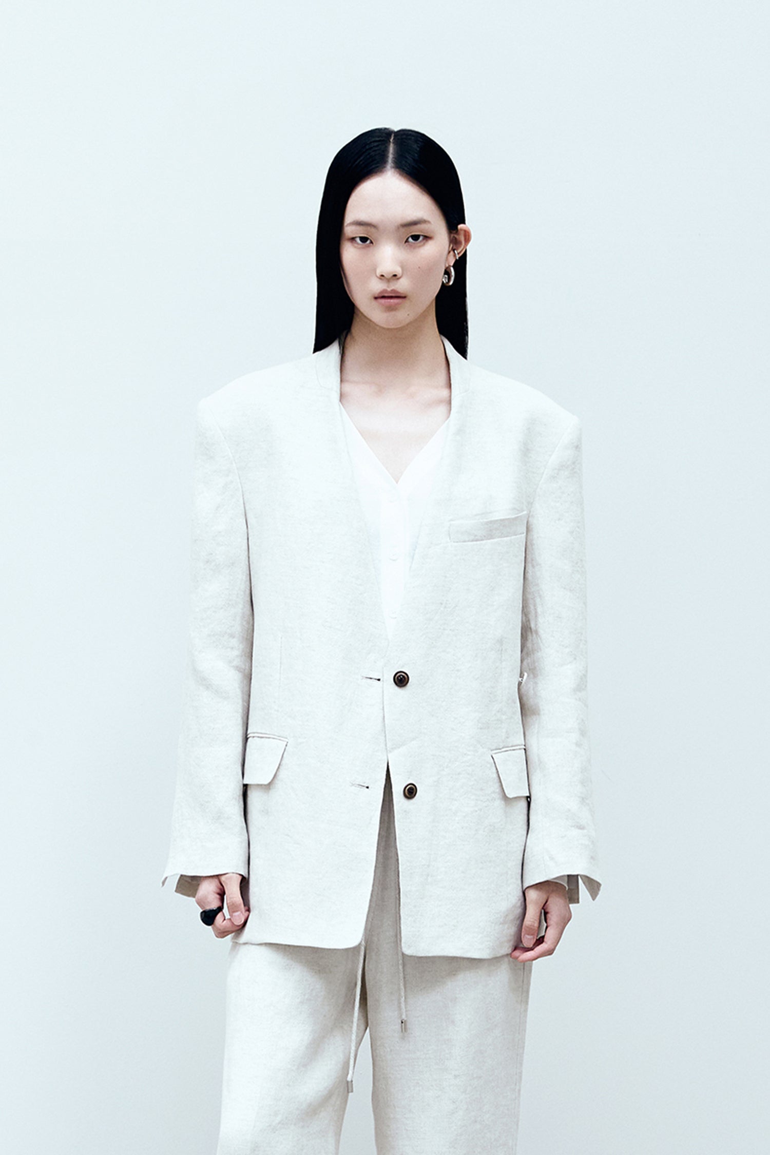 BLOSSOM H COMPANY] RNEL LINEN OVERFIT JACKET RNEL Linen Overfit Jacket Korean  Fashion Korean Brand Women's 2025 Spring/Summer New Arrivals Setup Linen   WooStore