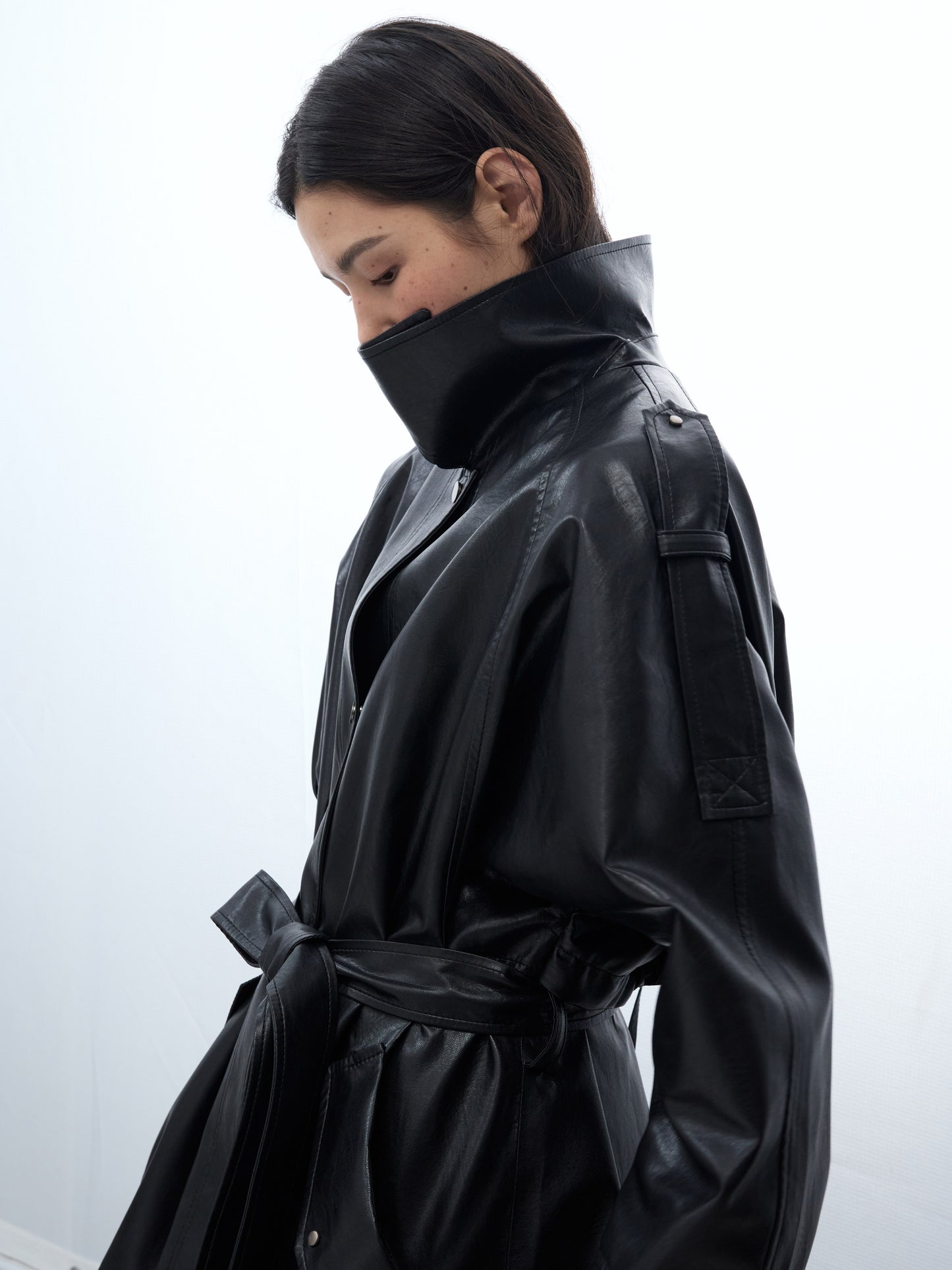 【MAGJAY 2025AW】Mod Leather Trench Coat - Gray