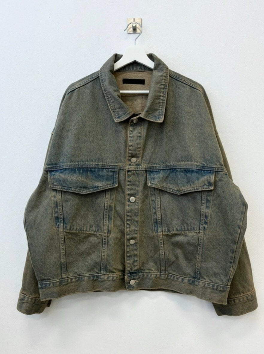 Ash-Washed Trucker Jacket – Dark Blue / Indigo