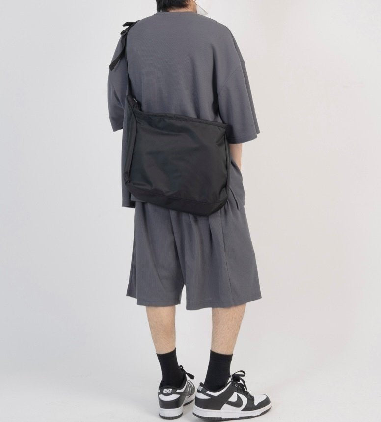 Waffle Texture Short Sleeve Set Up – Black / GREY